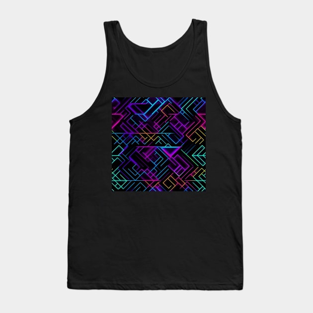 Neon Trippy EDM Festival Rave Pattern Tank Top by AlexandrAIart